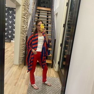 Ralph Lauren red and blue striped shawl